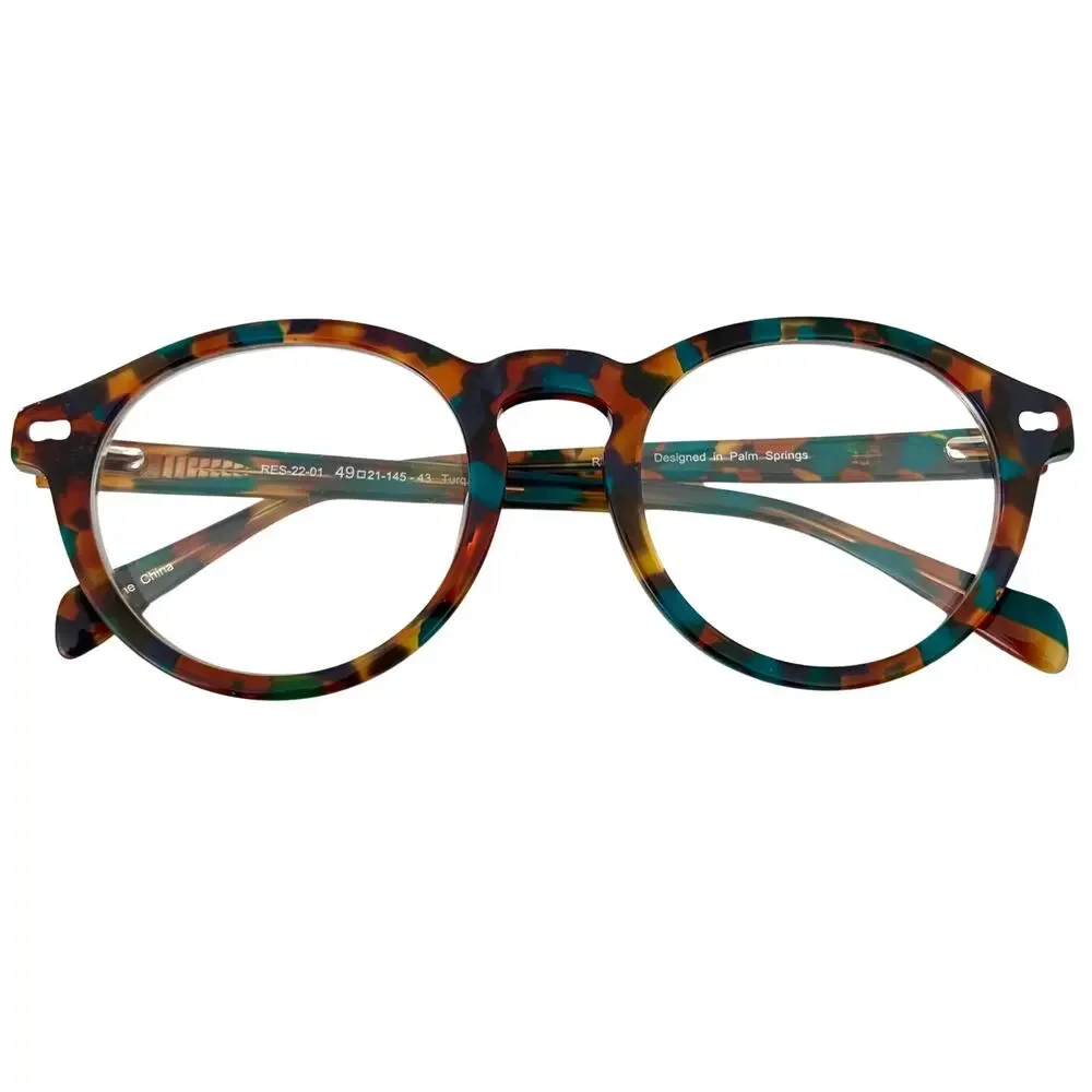 RESPEC Newark Round Eyeglasses Turquoise Tortoise Unisex Acetate Frame RES 22-01